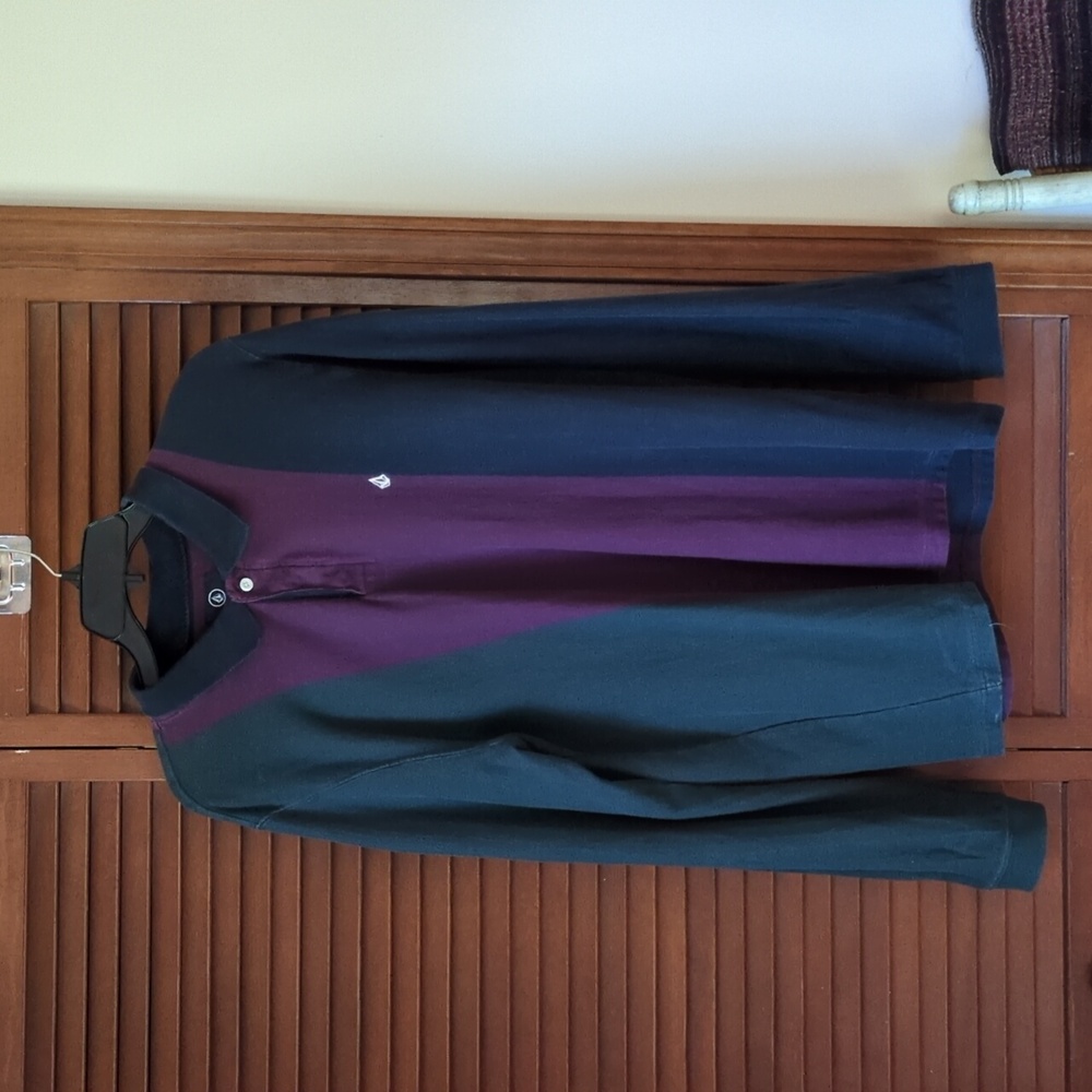 Volcom Dark Green and Purple Polo Shirt